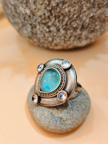 Parn Multi- Colour Statement Rings for festive occasions | for traditional look | for office Indian wear RED