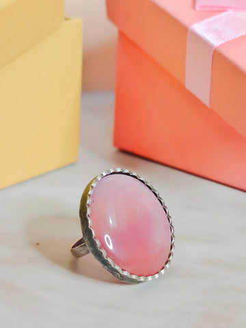 Mehrunnisa Statement Adjustable Ring from Mrigaya by Nandini for Festive Occasions | for Traditional Look | for Office Indian Look - Pink