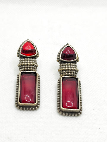 Sankol Red earring from Mrigaya by Nandini for Traditional and Ethnic Look-Red