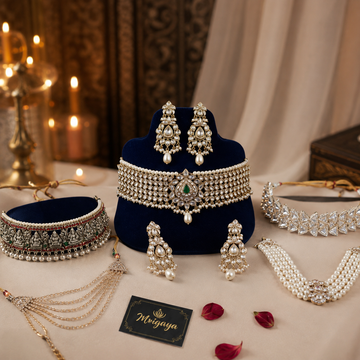 Mrigaya bridal jewellery collection featuring necklace and matching earrings