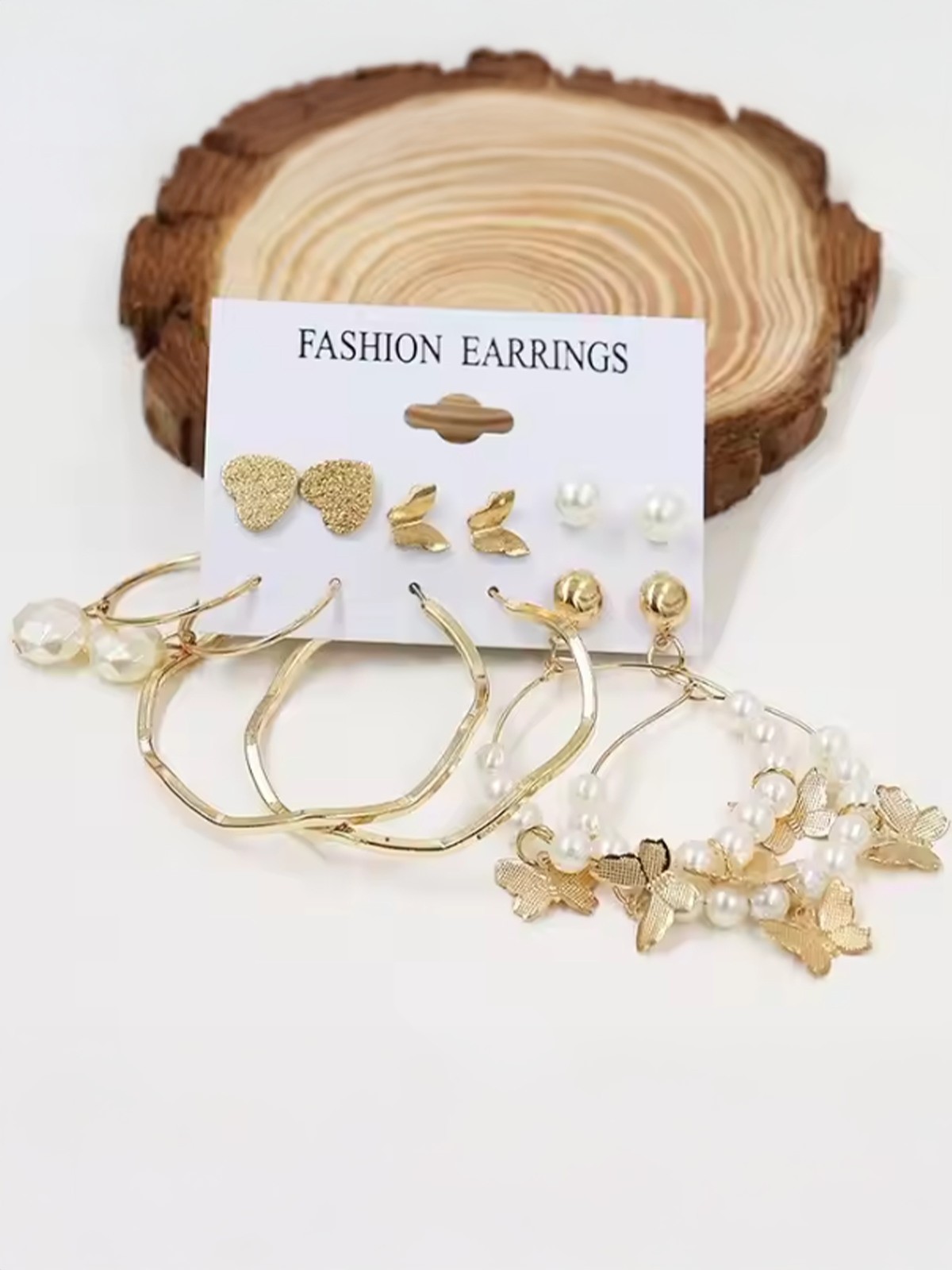 Designer Gold Knot, Pearl Earring Set from Mrigaya by Nandini – 6 Pairs