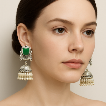 Badhao Jhumka Collection | Premium range from House of Mrigaya by Nandini | for Festive Occasions & Traditional Look- Green
