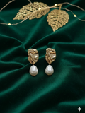 Cove Premium Anti-Tarnish Golden Stainless-Steel Earrings close-up design detail
