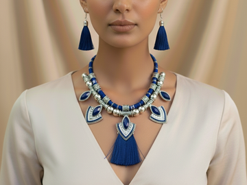 Doriyan -Blue  Necklace Set from house of Mrigaya by Nandini for Traditional and Festive Indian Look | for Gifting