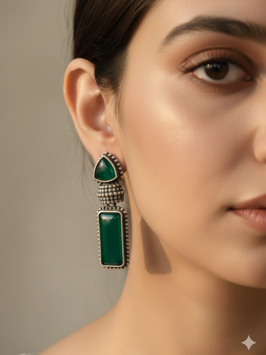 Sankol - green earring from Mrigaya by Nandini for Traditional and Ethnic Look