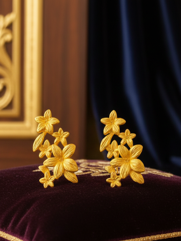 Fleur Earrings Premium Anti-Tarnish Golden Stainless-Steel Earrings from Mrigaya by Nandini