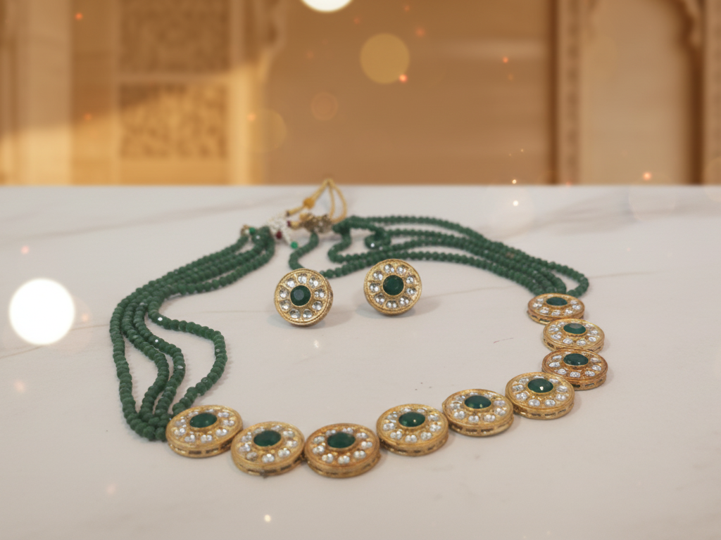 Ridhima Kundan necklace set from house of Mrigaya by Nandini for Traditional and Festive Indian Look | for Gifting | Premium & Luxury Jewelry
