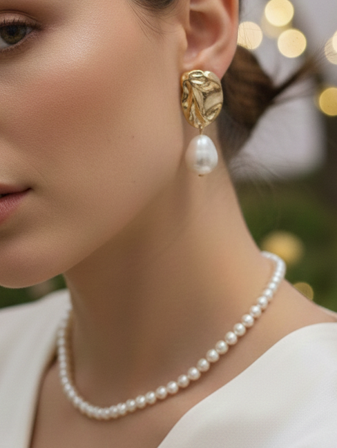 Cove Premium Anti-Tarnish Golden Stainless-Steel Earrings from Mrigaya by Nandini