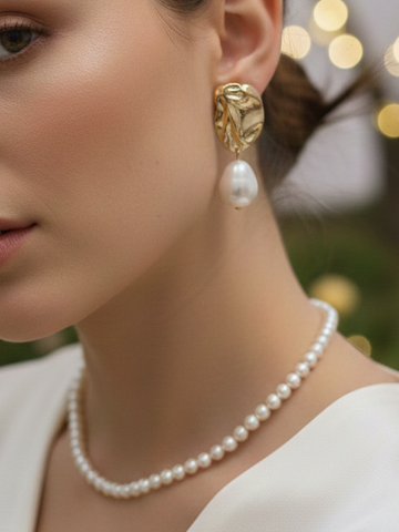 Cove Premium Anti-Tarnish Golden Stainless-Steel Earrings from Mrigaya by Nandini