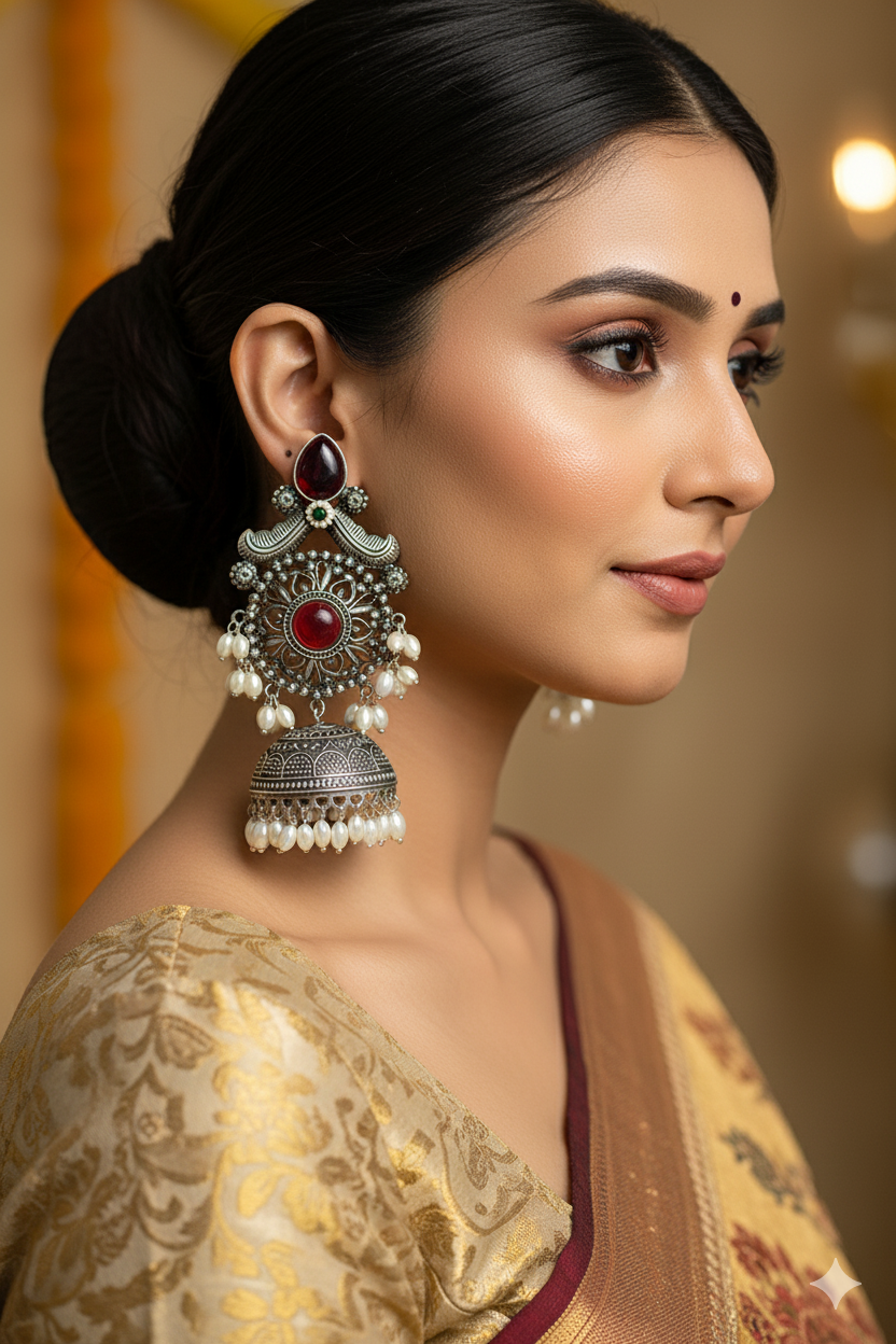 Ratnavati_ Light Weight Heavy-Look Jhumka Collection | Premium range from House of Mrigaya by Nandini | for Festive Occasions & Traditional Look