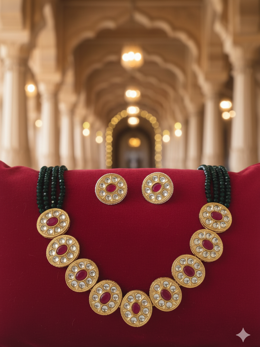 Ridhima Kundan necklace set from house of Mrigaya by Nandini for Traditional and Festive Indian Look | for Gifting | Premium & Luxury Jewelry