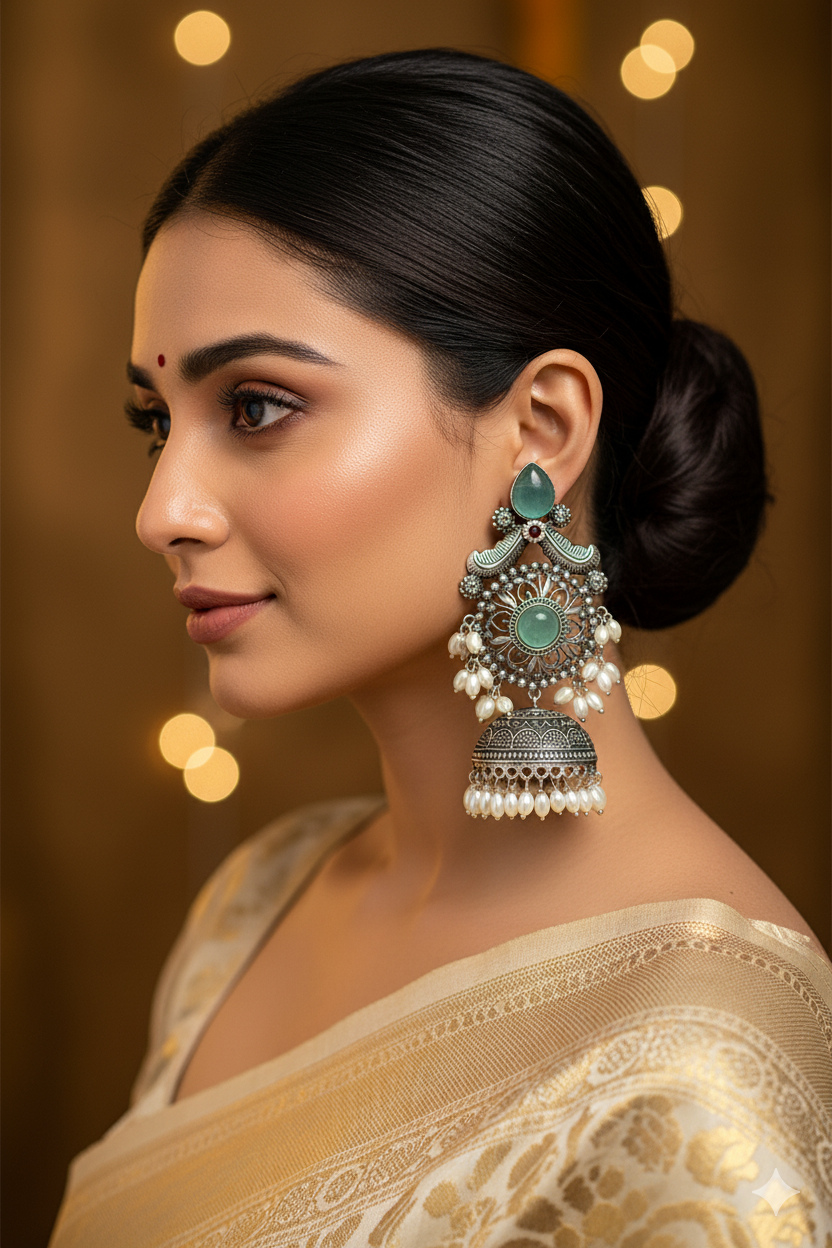 Ratnavati_ Light Weight Heavy-Look Jhumka Collection | Premium range from House of Mrigaya by Nandini | for Festive Occasions & Traditional Look