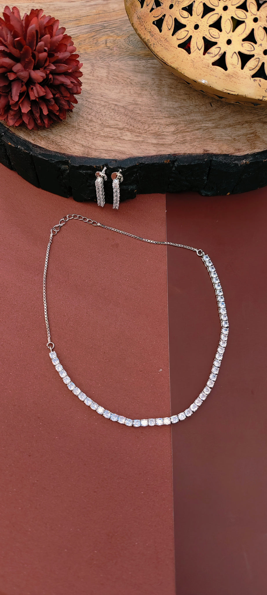 Ratna - Clear Necklace Set from House of Mrigaya by Nandini for Traditional and Festive Indian Look | for Gifting | for wedding
