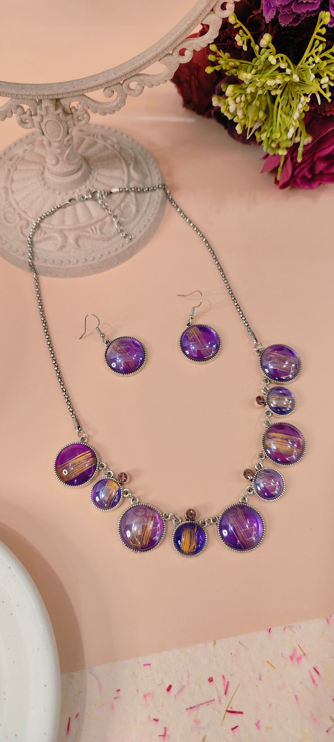 Maanik Necklace Set for Casual Look | Office Look | Ethnic Look - Purple