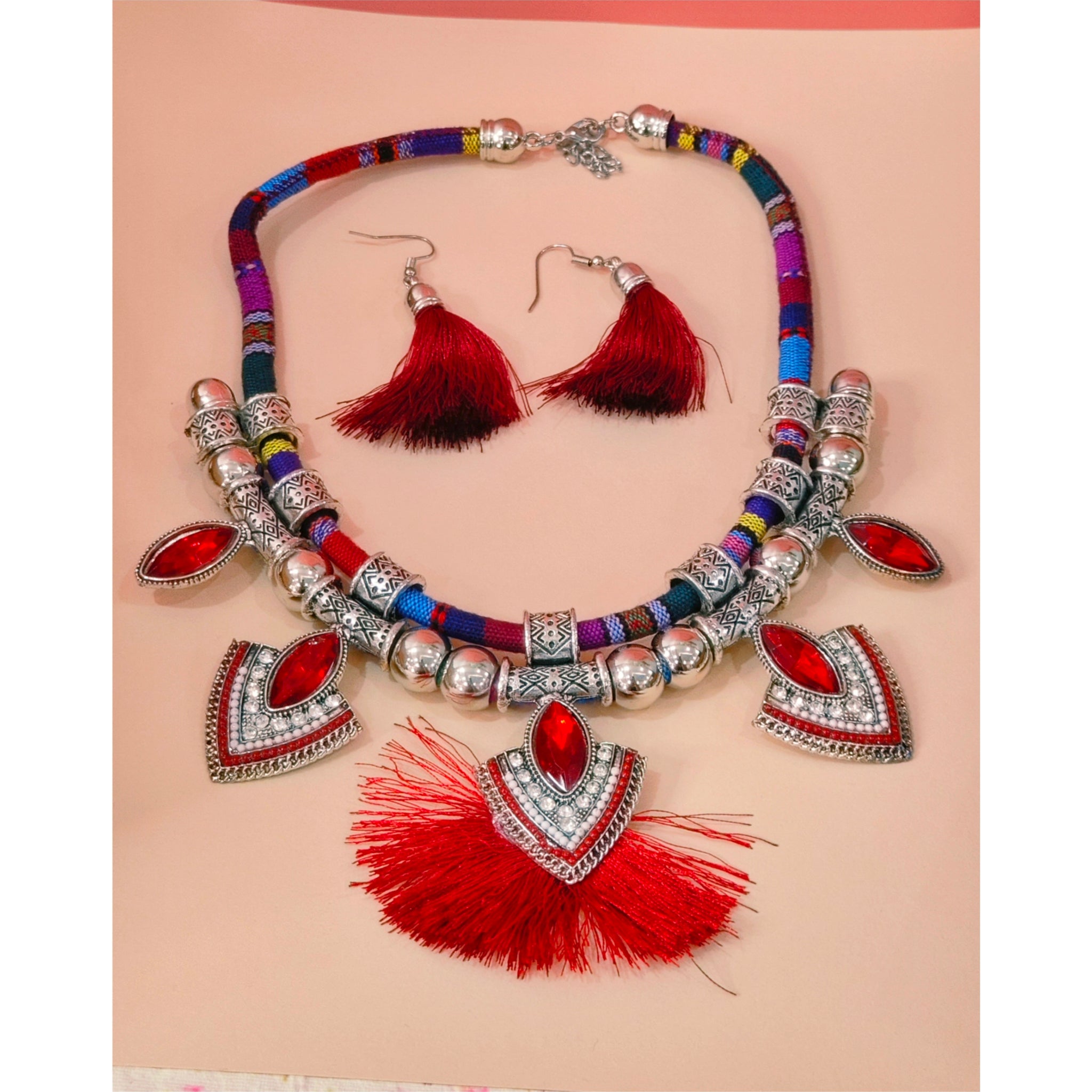 Doriyan - Red  Necklace Set from house of Mrigaya by Nandini for Traditional and Festive Indian Look | for Gifting