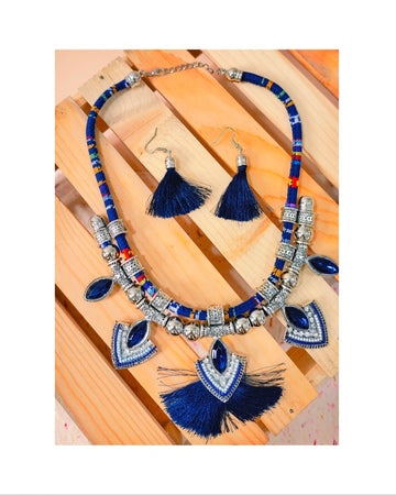 Doriyan -Blue  Necklace Set from house of Mrigaya by Nandini for Traditional and Festive Indian Look | for Gifting