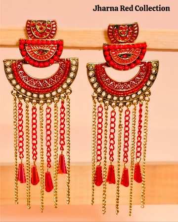 Jharna  Earring for Women for Wedding & Traditional Occasion-Red