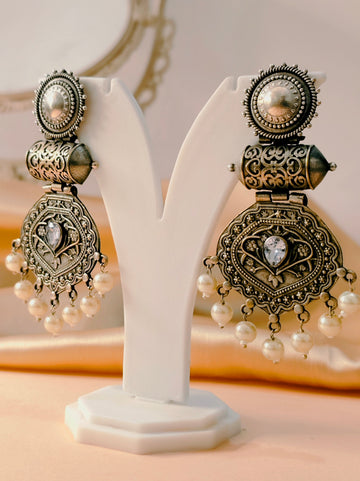 Navrasa Antique Finish Earrings for festive occasions | for traditional look | for office Indian wear - Mrigaya India