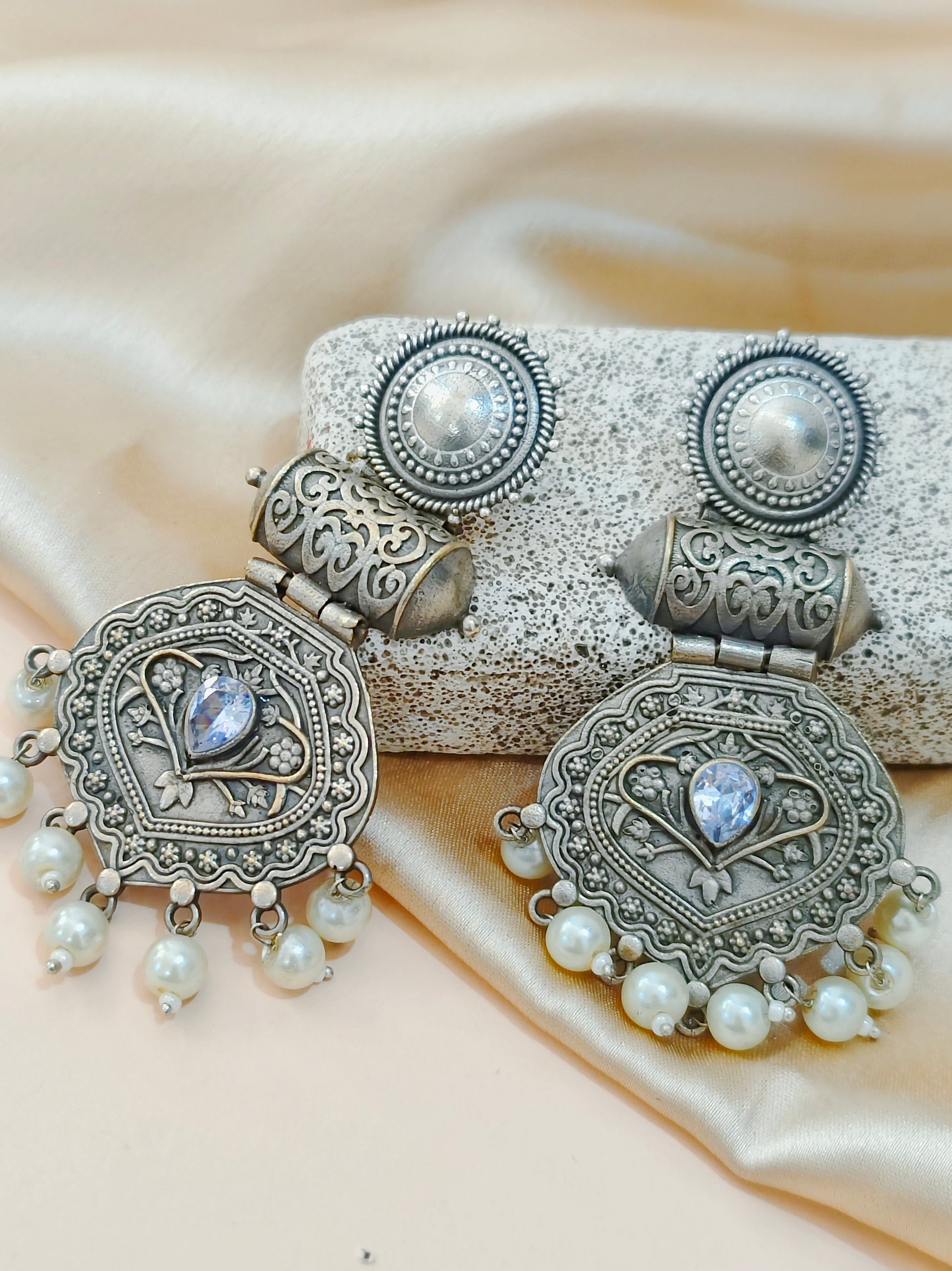 Navrasa Antique Finish Earrings for festive occasions | for traditional look | for office Indian wear - Mrigaya India