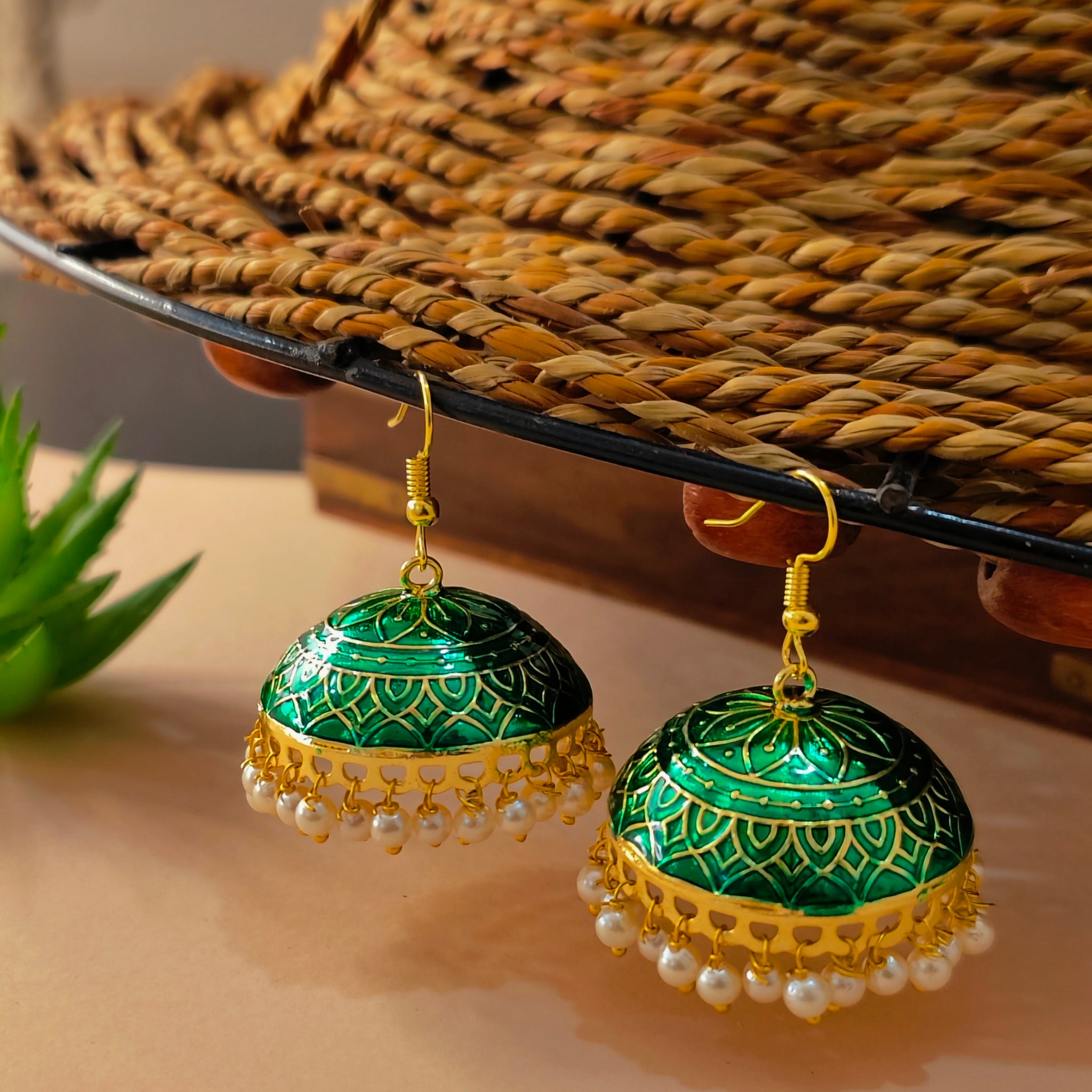 Satrangi Tokri Collection | Hand-Panted Jhumka | for Weddings | Festive Occasions | India Look - Mrigaya India