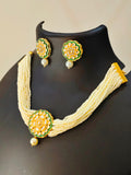 Moti Haari Chokar Necklace Set from house of Mrigaya by Nandini  for Traditional and Festive Indian Look | for Gifting - Green & Clear - Mrigaya India