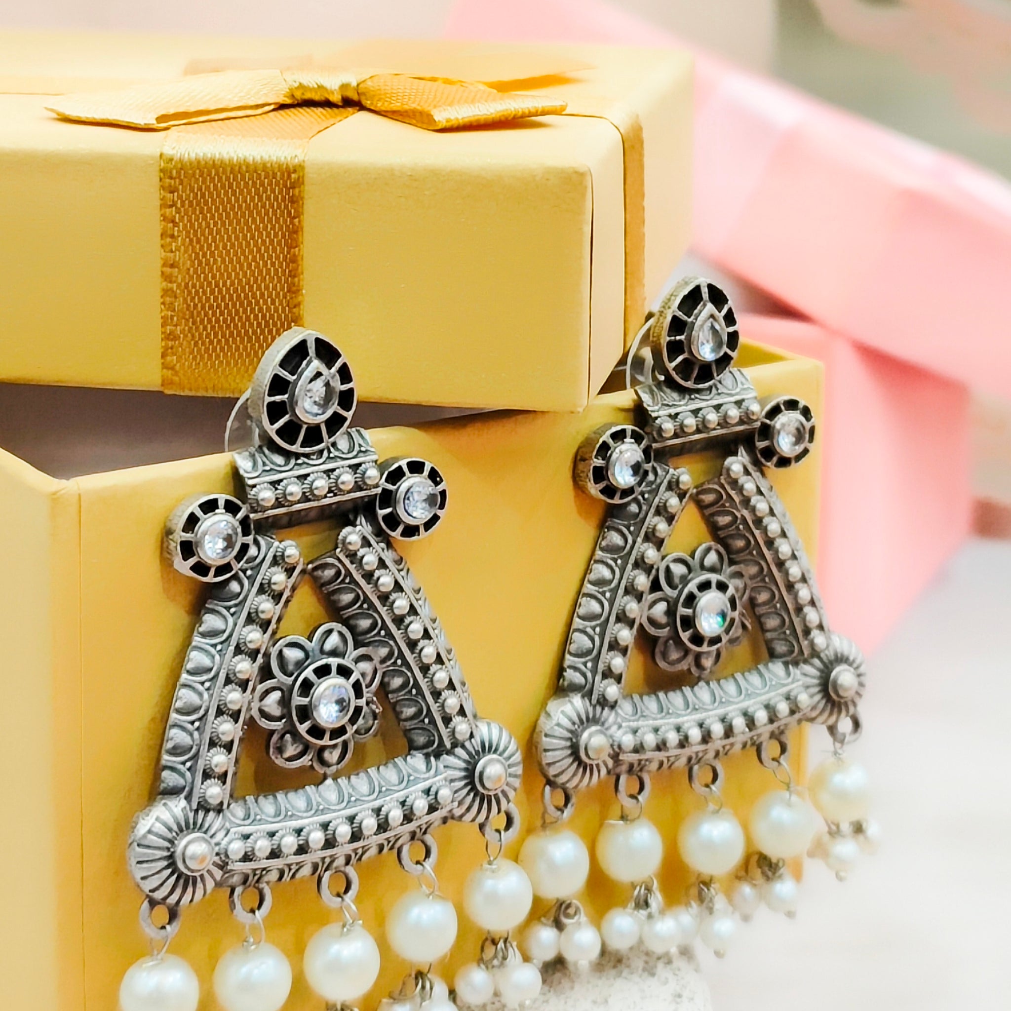 Mandana Antique Finish Earrings from Mrigaya by Nandini for Festive Occasions & Traditional Look | Indian Ethnic Look - Mrigaya India