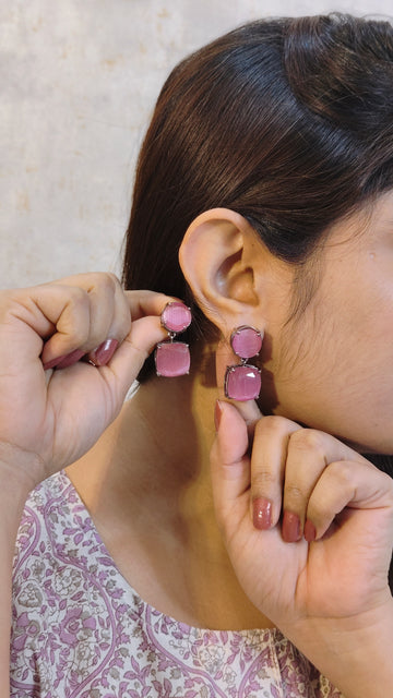 Anuttara Earing from Mrigaya by Nandini for Party & Office Look__Pink