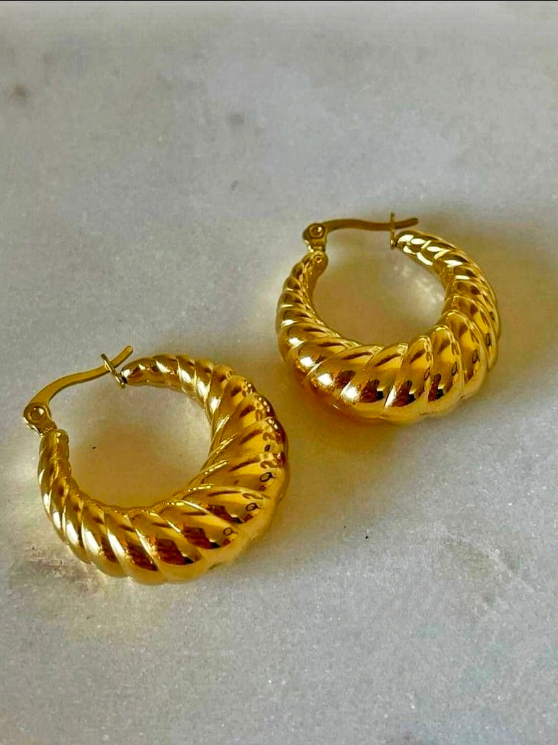 Helix Golden Hoop Anti-Tarnish Premium Earring from Mrigaya by Nandini - Gold