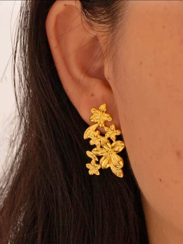 Fleur Earrings Premium Anti-Tarnish Golden Stainless-Steel Earrings from Mrigaya by Nandini