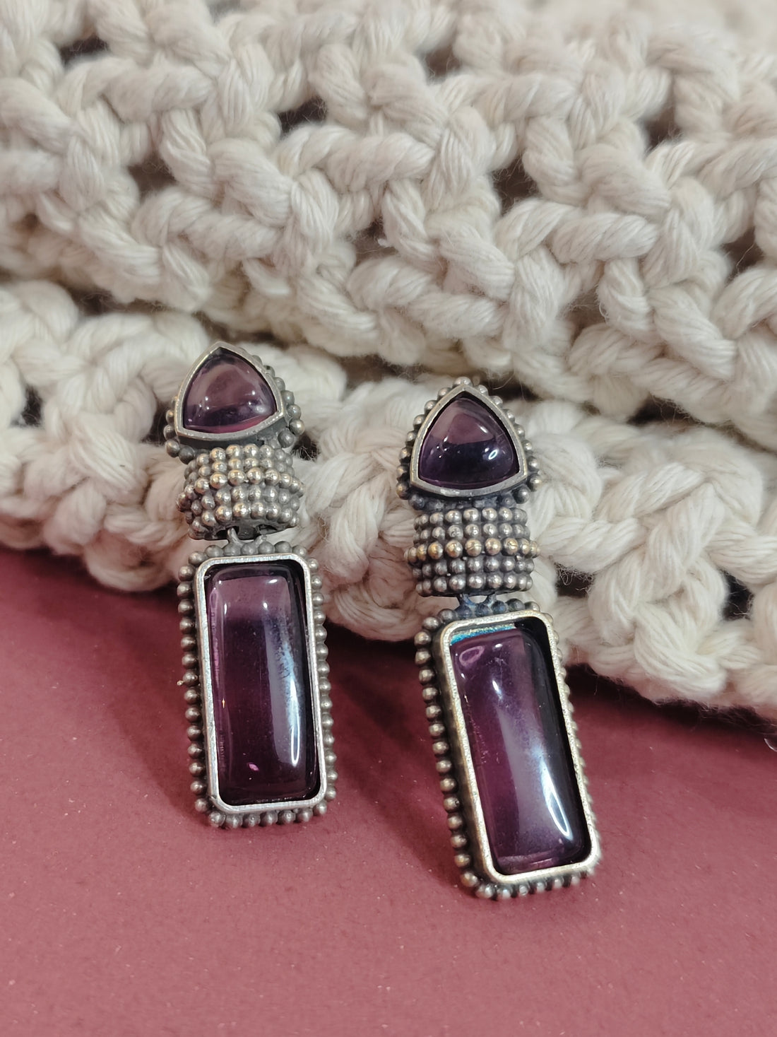 Sankol earring from Mrigaya by Nandini for Traditional and Ethnic Look-Purple