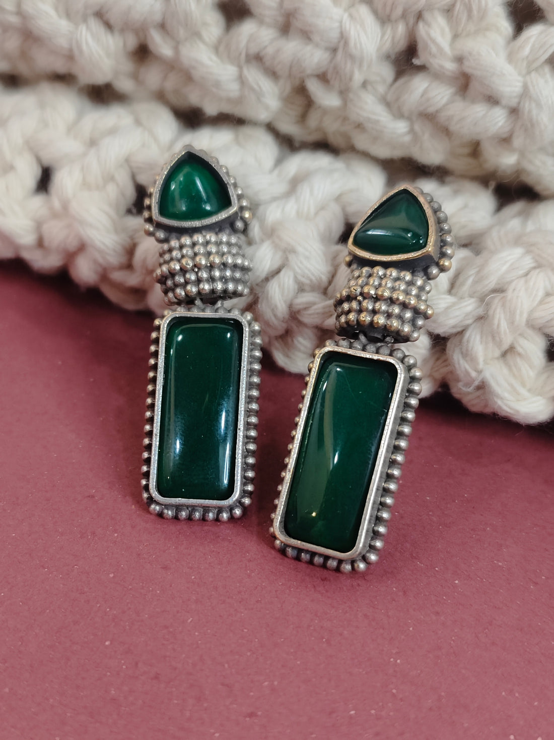 Sankol - green earring  from Mrigaya by Nandini for Traditional and Ethnic Look-Multi