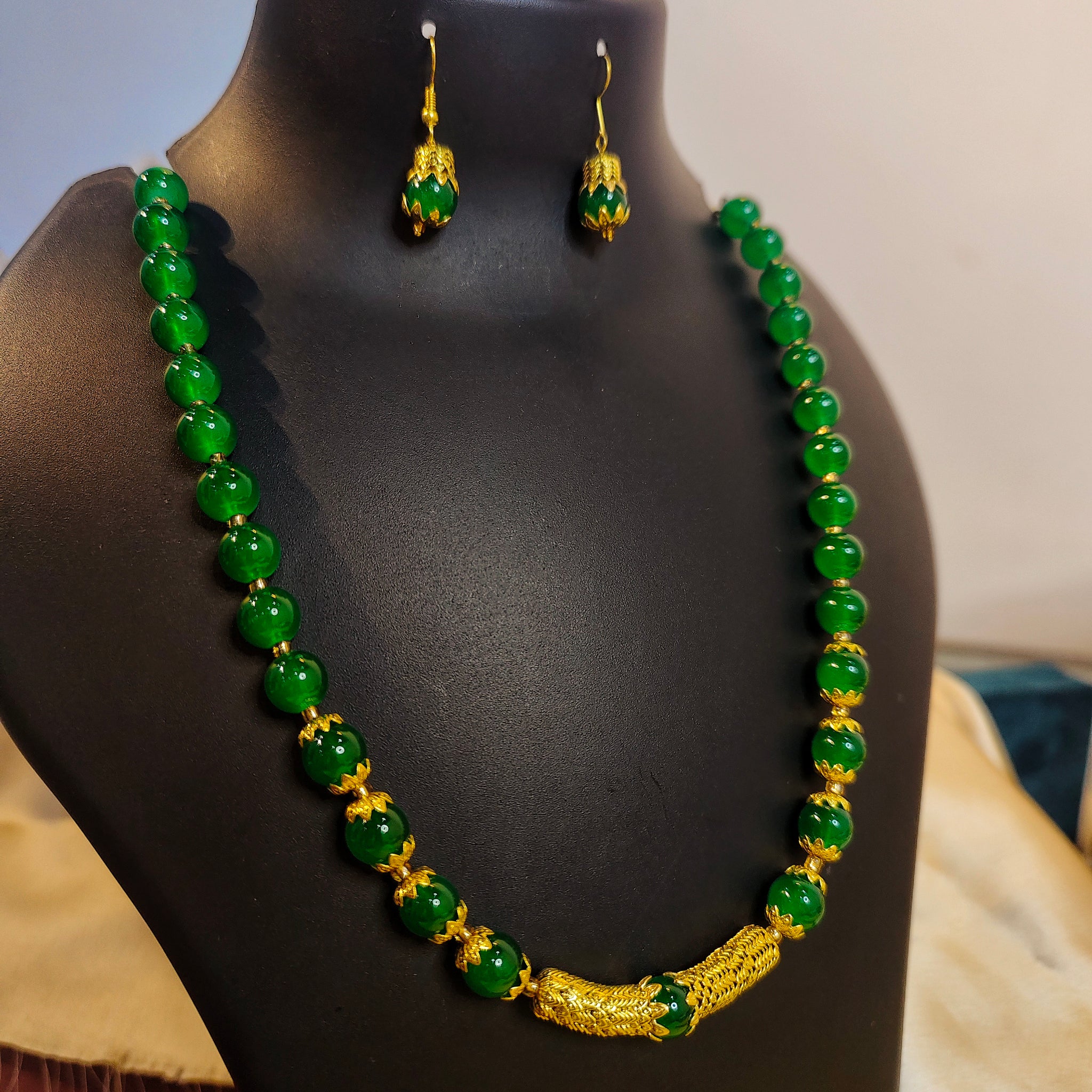 Aparth Necklace Set from Mrigaya by Nandini - Green