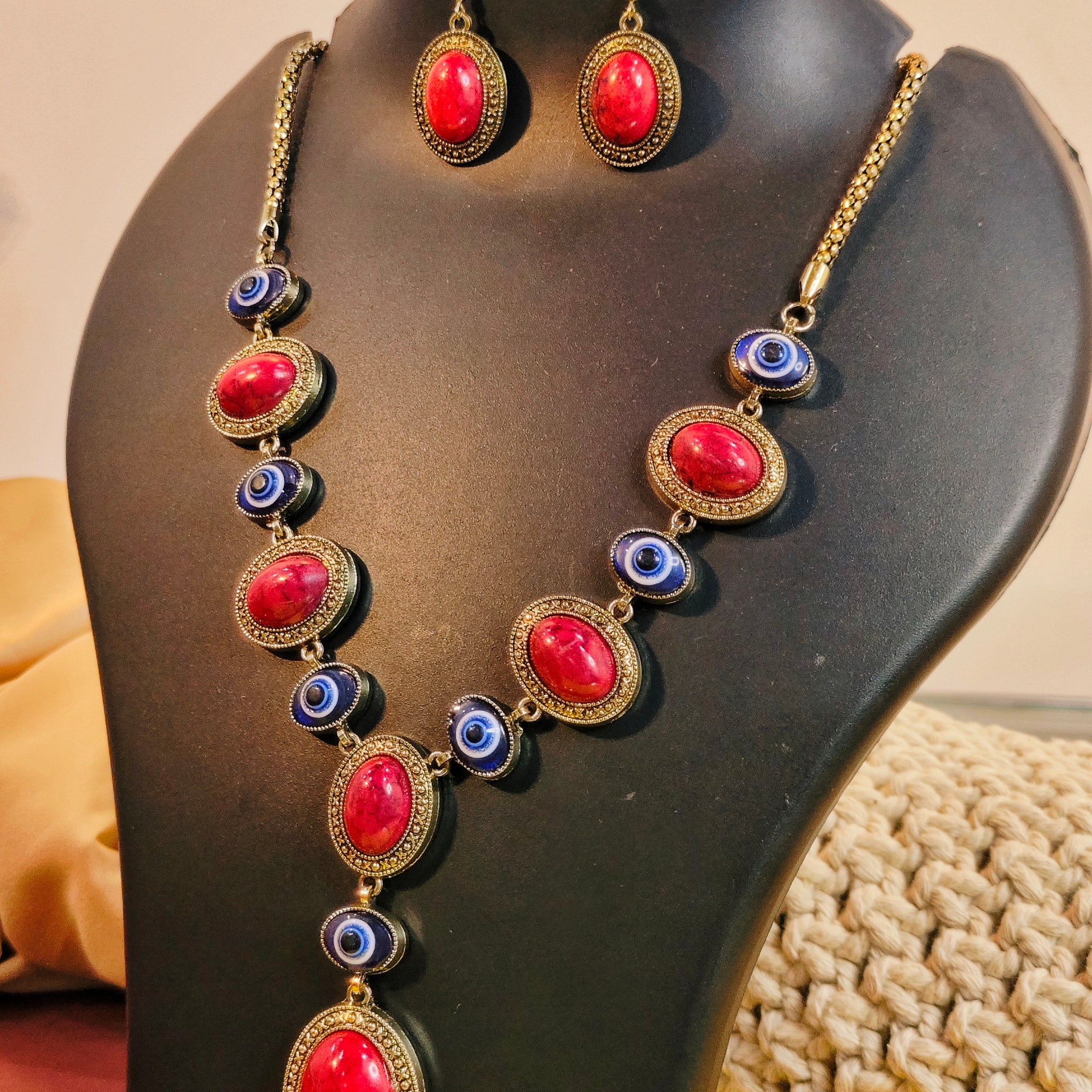 Gauhar Collection from Mrigaya By Nandini come with Long Necklace - Red Gold