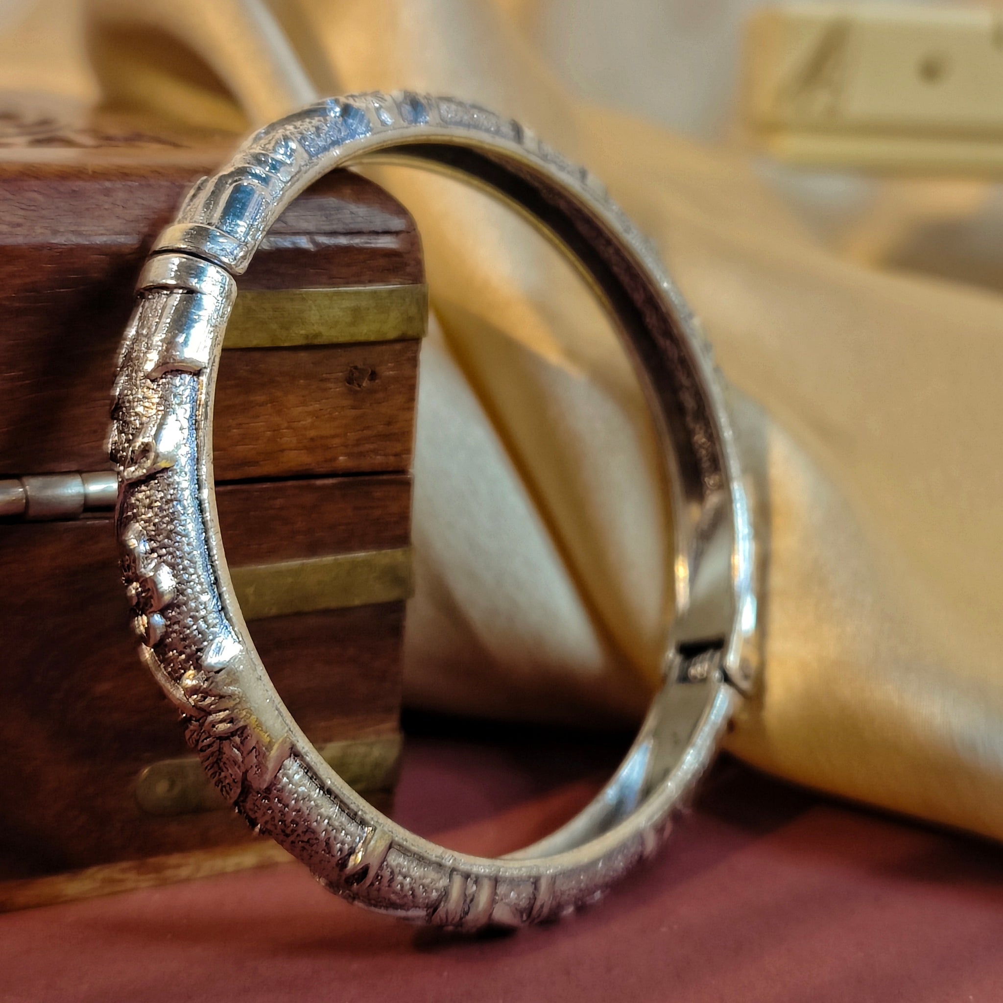 Pushp Adjustable Bangle from Mrigaya by Nandini - Silver Colour