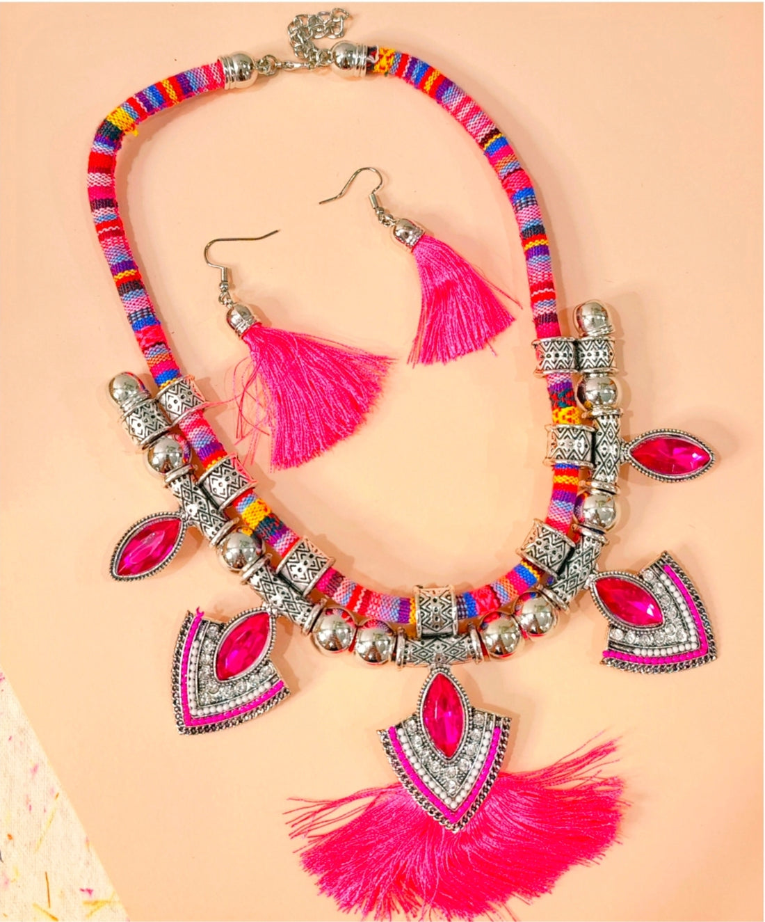 Doriyan - Pink  Necklace Set from house of Mrigaya by Nandini for Traditional and Festive Indian Look | for Gifting