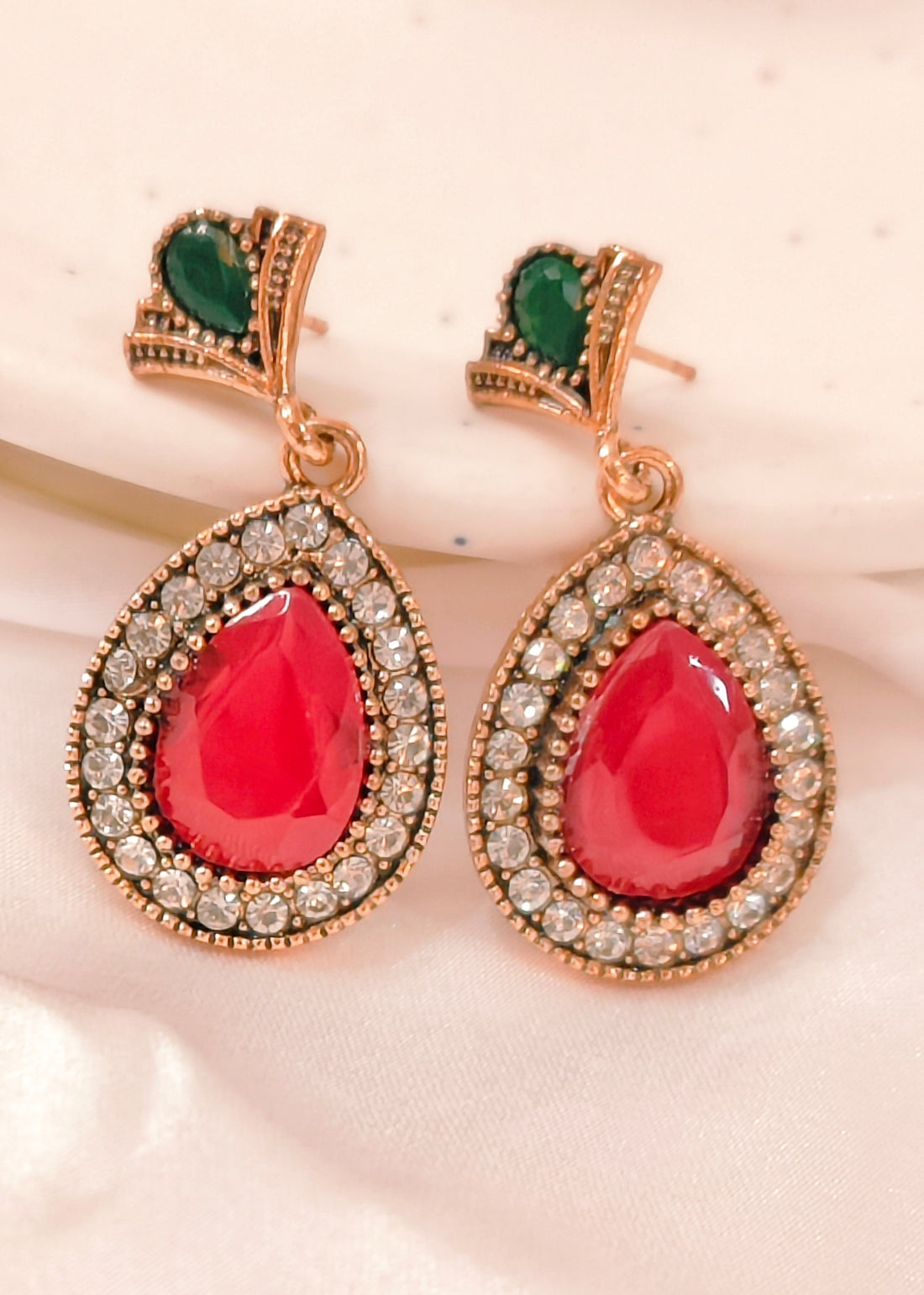 Ekaat Earring from Mrigaya by Nandini for Festive Occasions | India Look & Wedding-Red