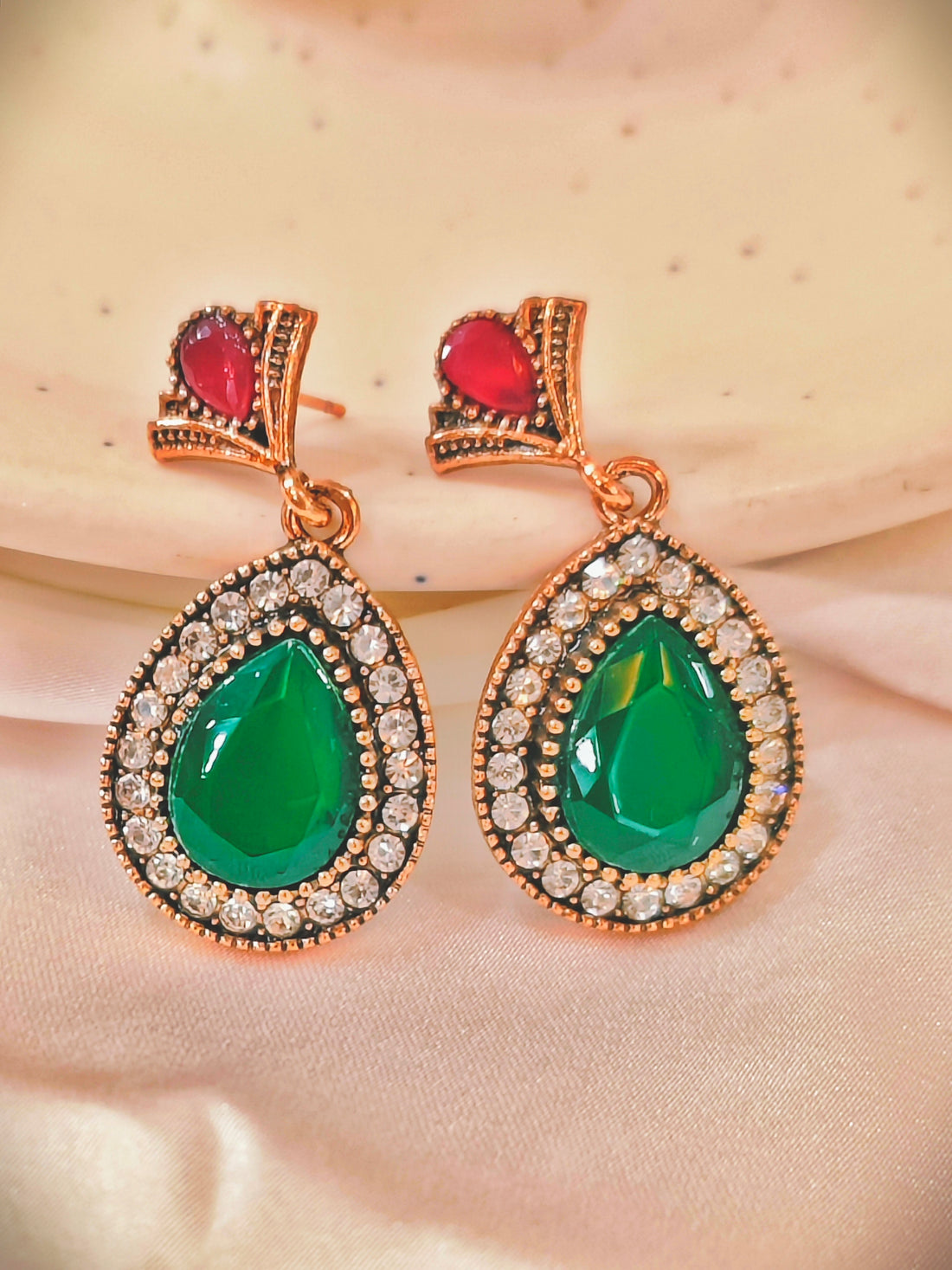 Ekaat Earring from Mrigaya by Nandini for Festive Occasions | India Look & Wedding- Green