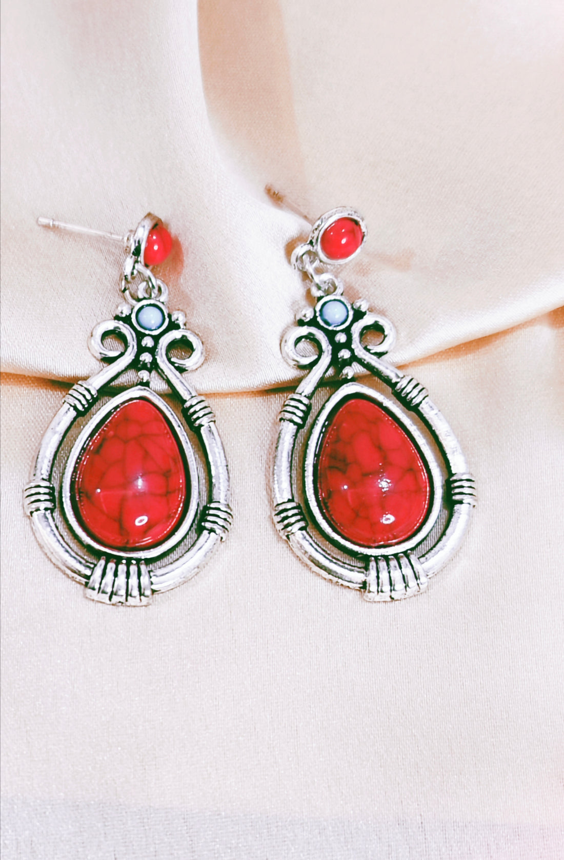 Moonga Earring from Mrigaya by Nandini for Festive Occasions | India Look & Wedding-Red