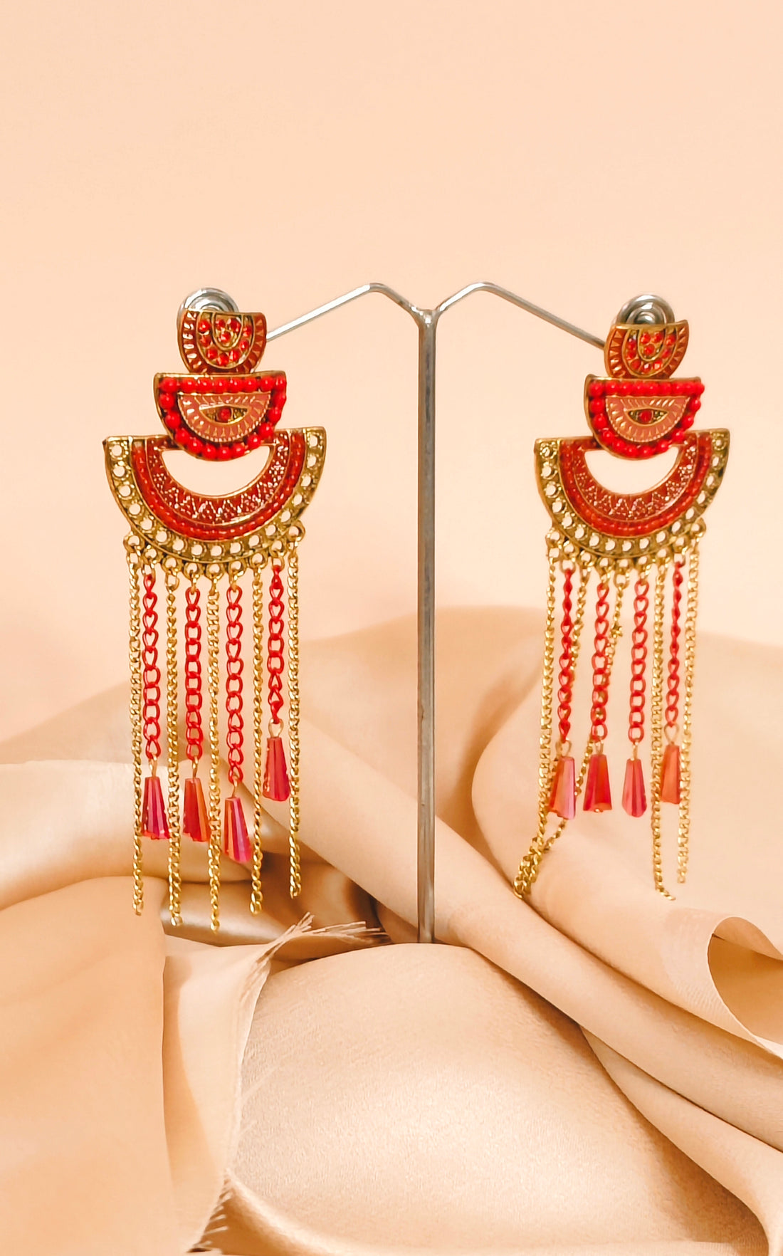 Jharna  Earring for Women for Wedding & Traditional Occasion-Red