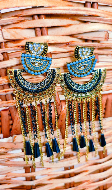 Jharna Earring for Women for Wedding & Traditional Occasion-Black&Blue