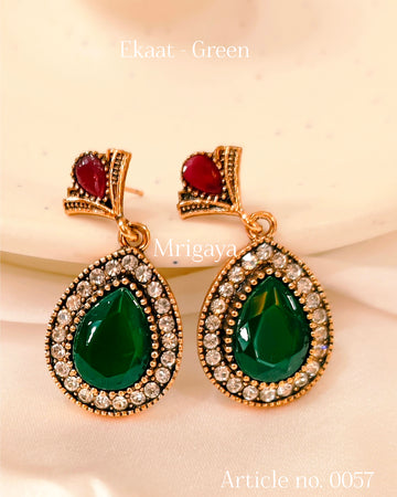 Ekaat Earring from Mrigaya by Nandini for Festive Occasions | India Look & Wedding- Green