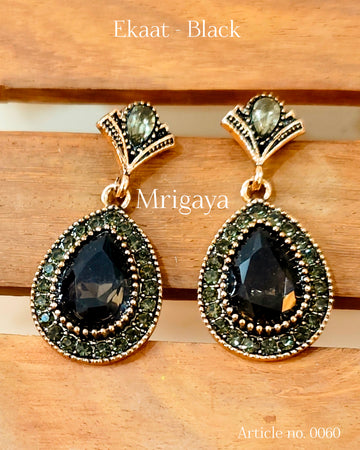 Ekaat Earring from Mrigaya by Nandini for Festive Occasions | India Look & Wedding- Black