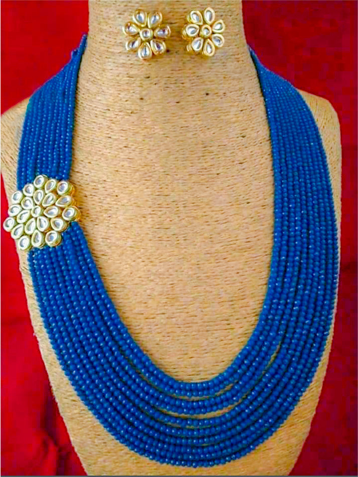 Ganga's Flow Necklace Set from House of Mrigaya by Nandini for Traditional and Festive Occasions | Gifting | Wedding & Festive - Blue