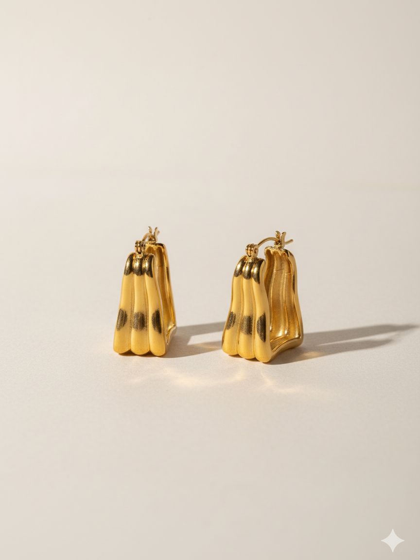 Bliss Drop Earrings Premium Anti-Tarnish Golden Stainless-Steel Earrings styled for festive wear
