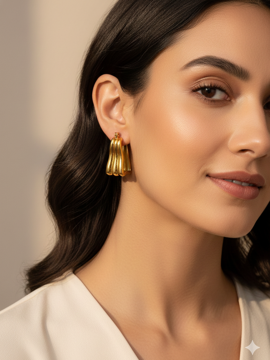 Bliss Drop Earrings Premium Anti-Tarnish Golden Stainless-Steel Earrings online
