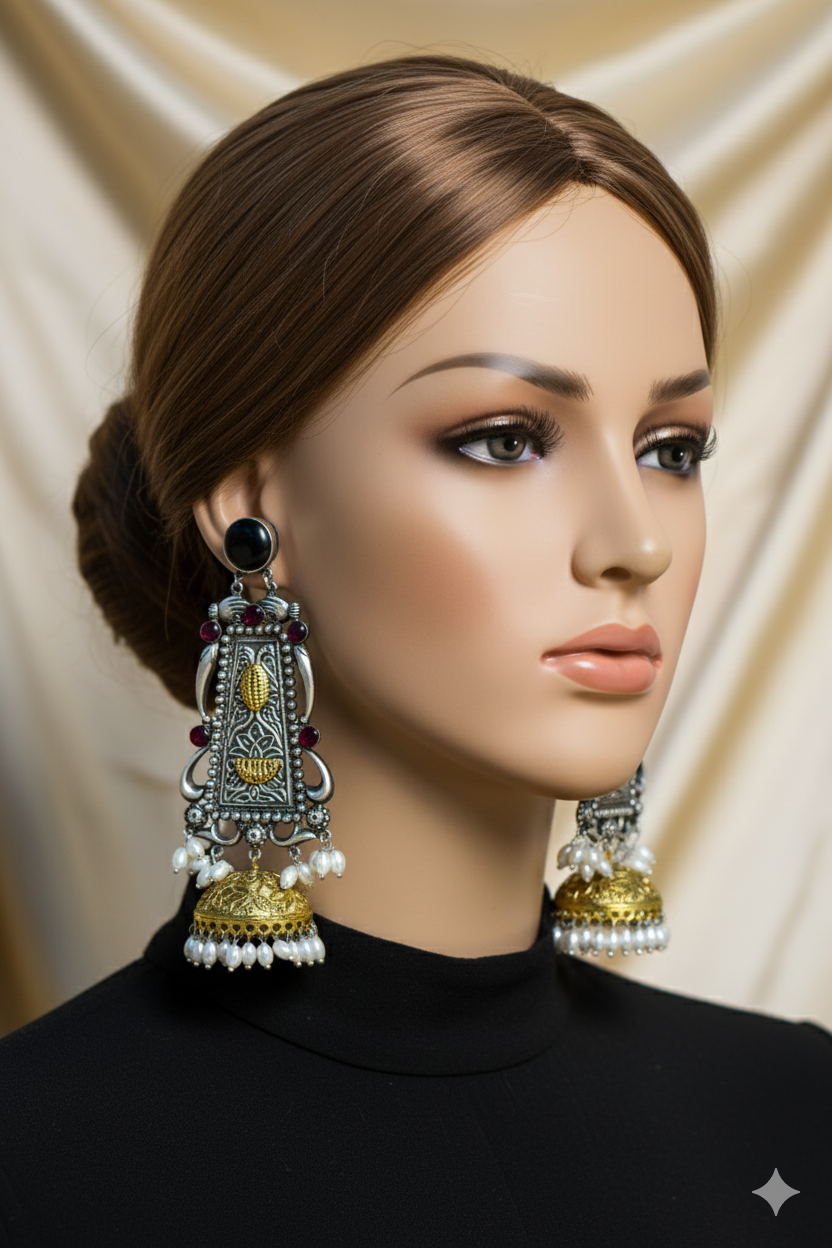 Sanjukta Light Weight Heavy-Look Jhumka Collection - Anti-Tarnish Earrings
