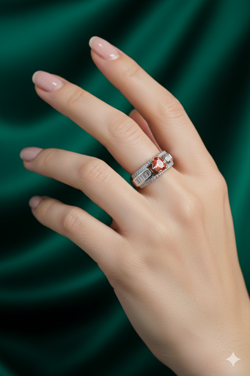 Sterling Colour Statement Rings for festive occasions - Anti-Tarnish Ring
