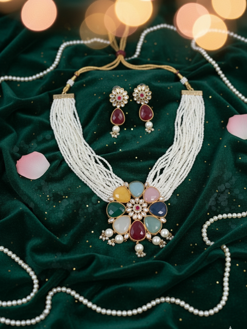 Parvati's Embrace necklace set for Traditional and Festive Indian Look - Necklace Set for lehenga
