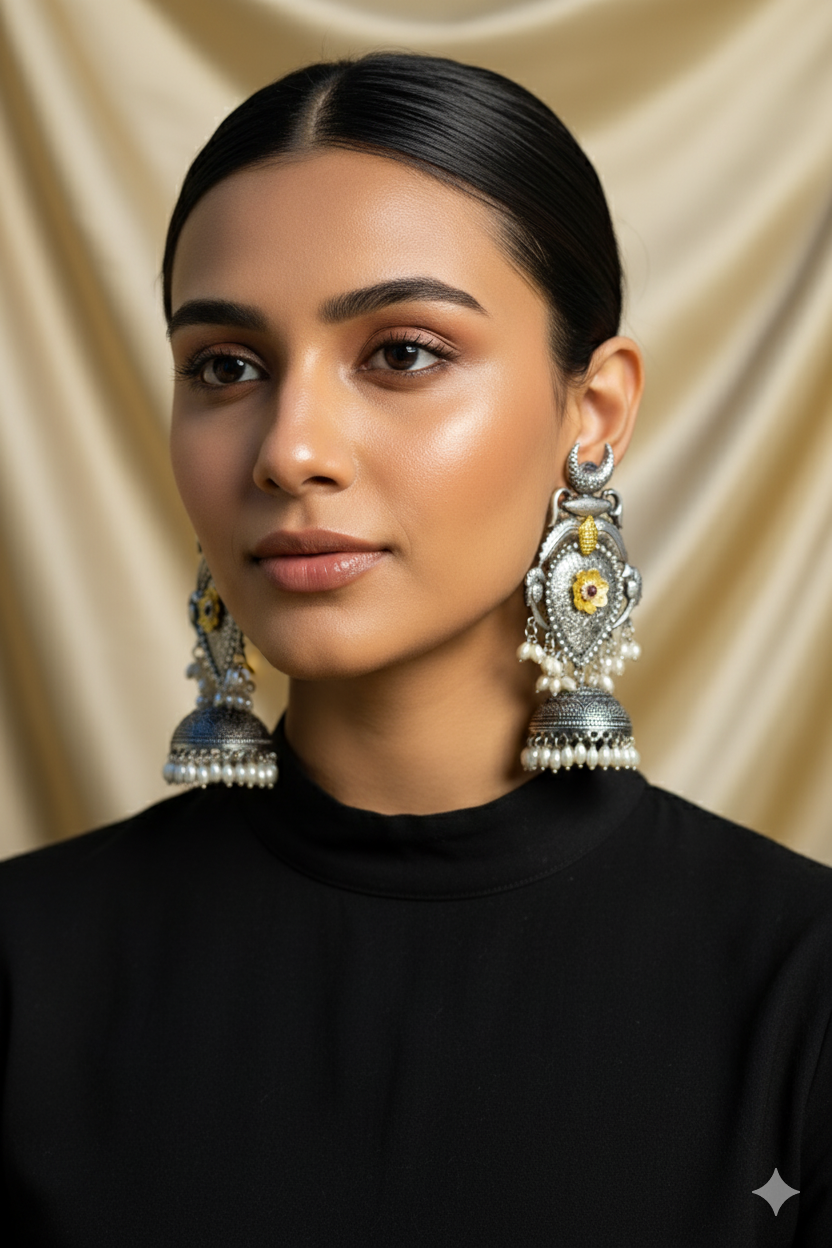 Chandrika Light Weight Heavy-Look Jhumka Collection - Antique Finish earrings
