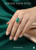 Crown green Colour Rings with antique finish and single big stone for festive occasions - Antique finish rings
